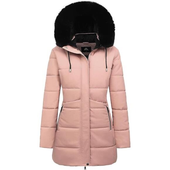 Women's Winter Puffer Coat Jacket Waterproof Pink - Picture 1 of 6